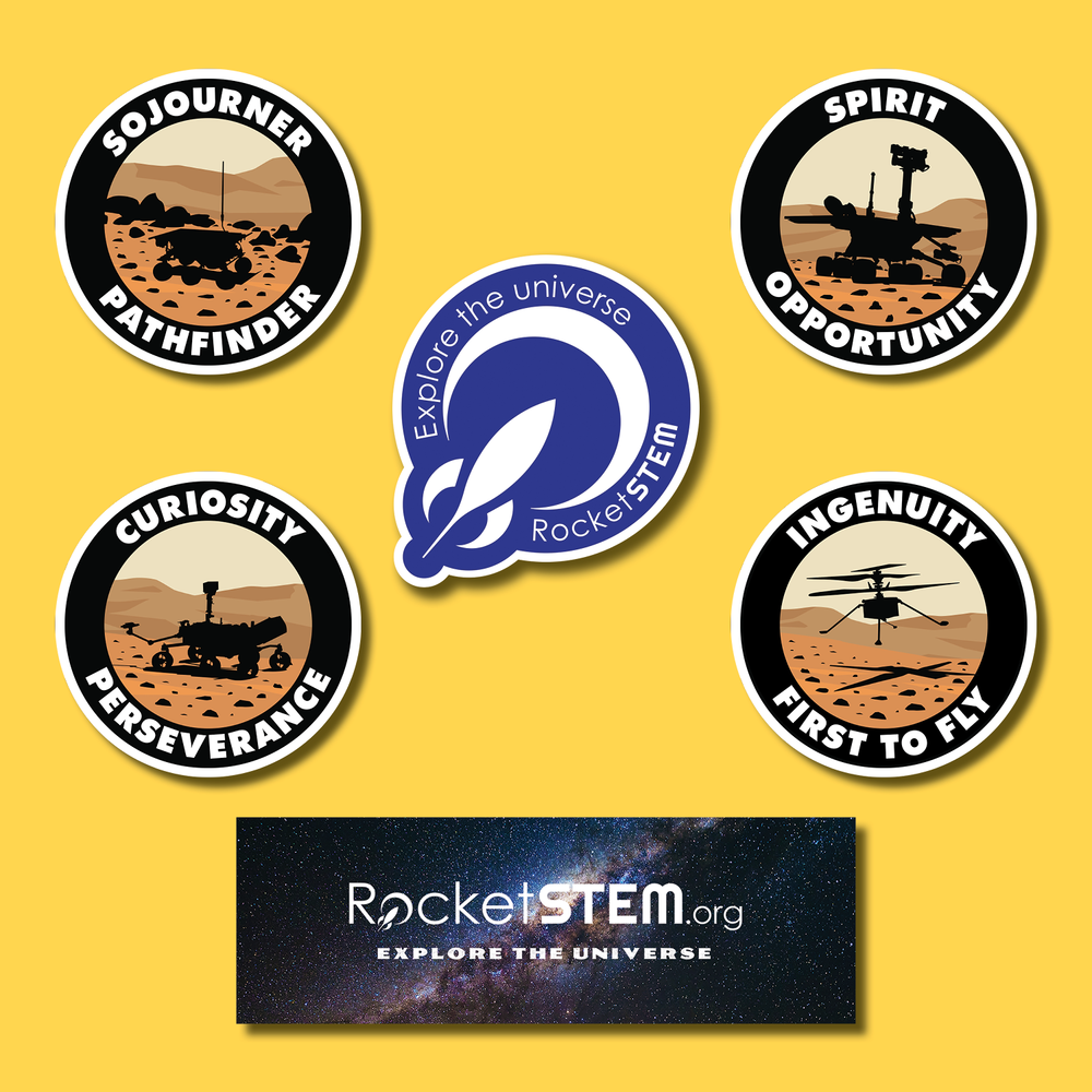 Exploring Mars Stickers Pack - NASA Rovers & Ingenuity Helicopter
