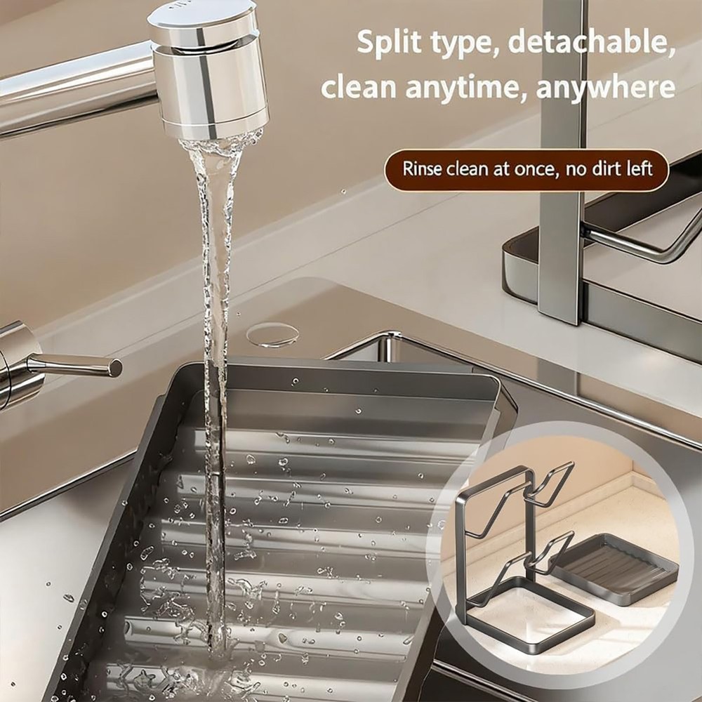 Kitchen Pot Lid Storage Rack Pot Lid Holder While Cooking + Removable Drip Tray