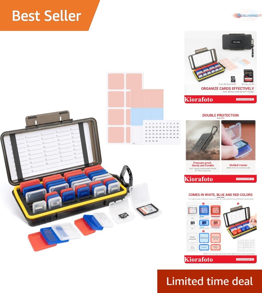 Memory Card Case Waterproof 42 Holders Capacity SD MicroSD Organizer Protector