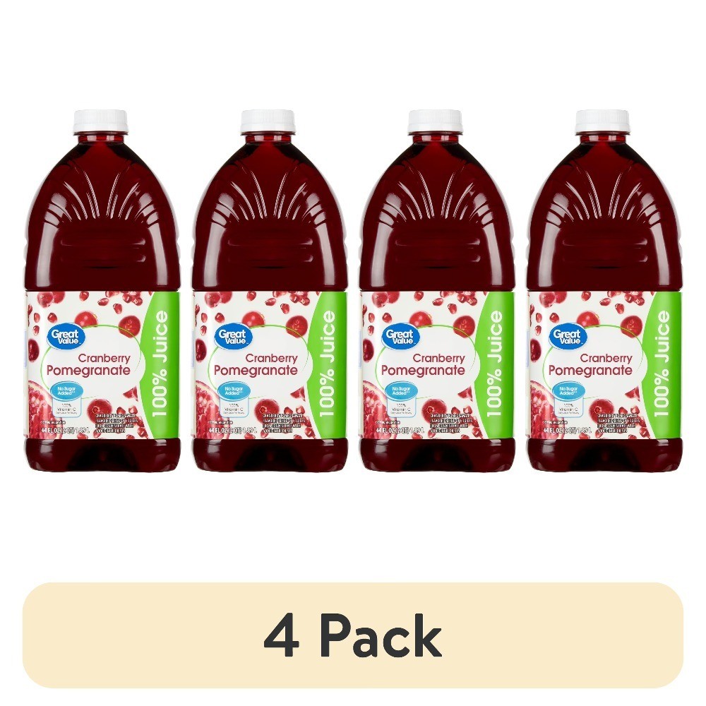 (4 pack) 100% Cranberry Pomegranate Juice, 64 fl oz