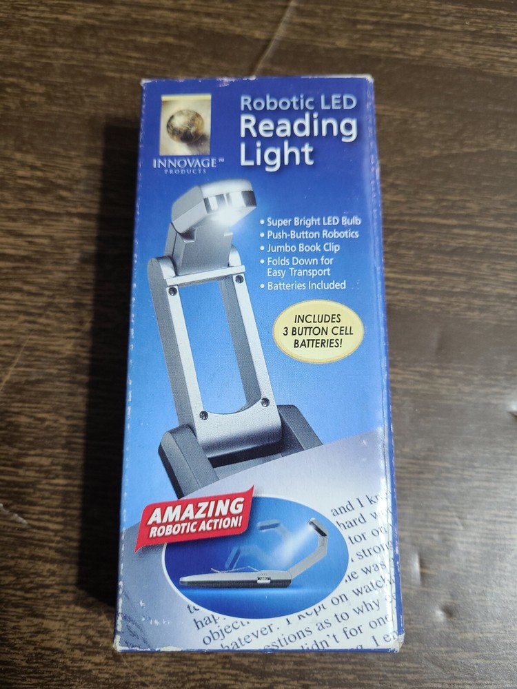 Robotic Led Reading Light Includes 3 Button Cell Batteries.