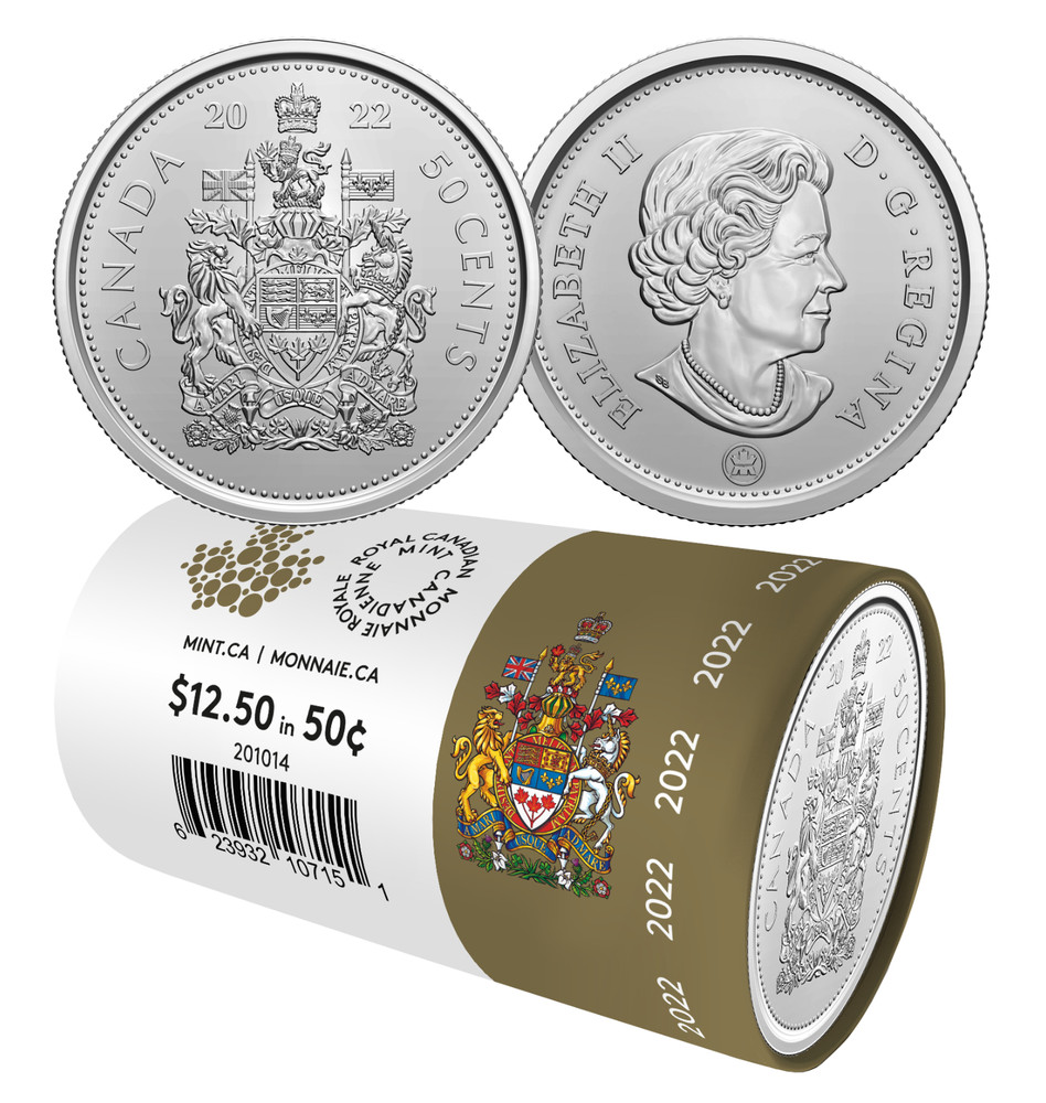 2022 Canada Half Dollar (Uncirculated) Coin Roll - 25 Coins