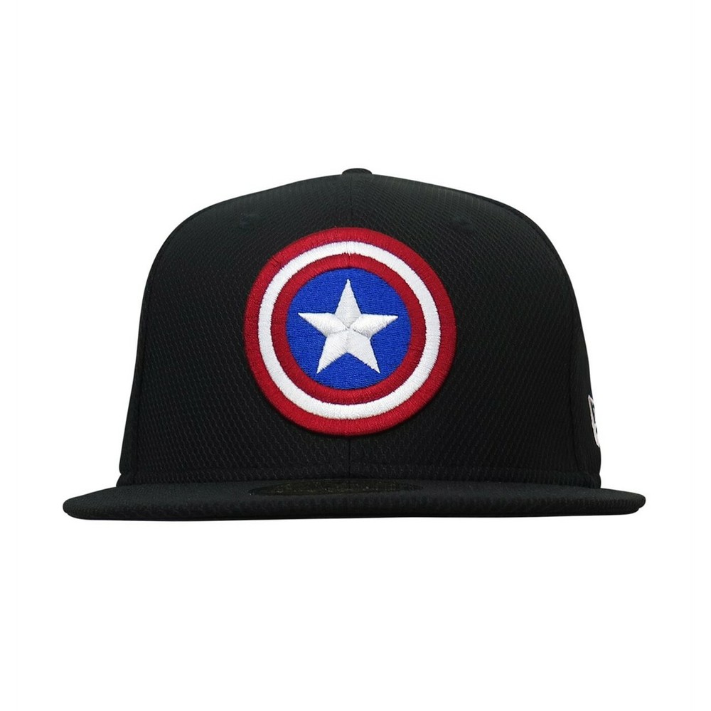 Captain America Shield Black 59Fifty Fitted Hat Black