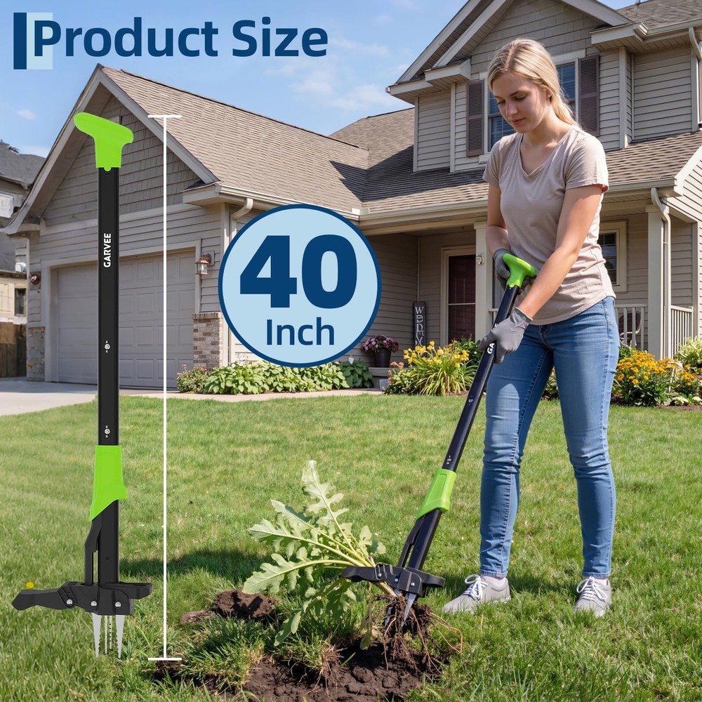 40" Stand Up Weed Puller 4-Claw Ejector Easy-Eject No Bending Gardening Tool