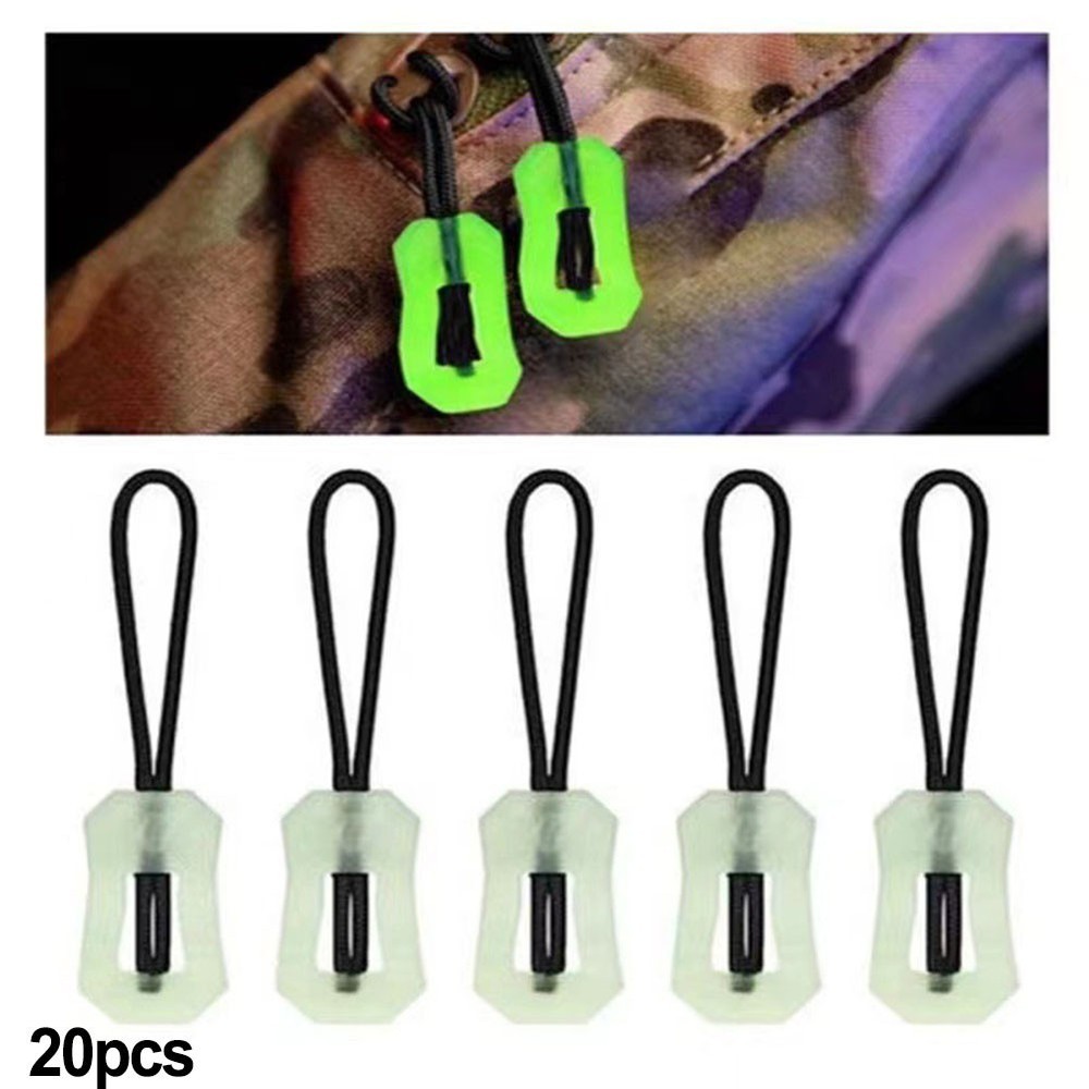 30pcs Luminous Zipper Pulls for Camping Backpack Luggage Replacement Rope