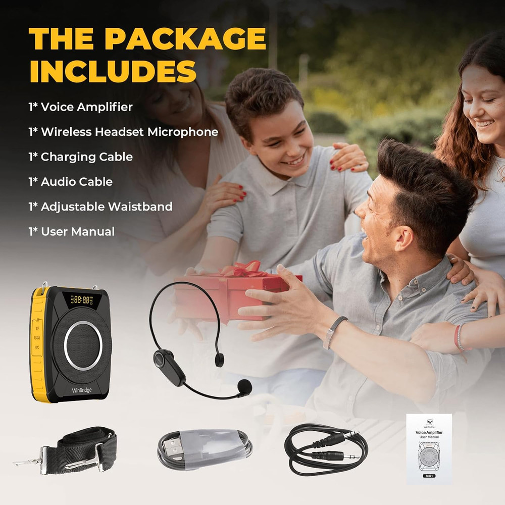 Voice Amplifier with Wireless Microphone Headset – Waterproof Portable Speaker M