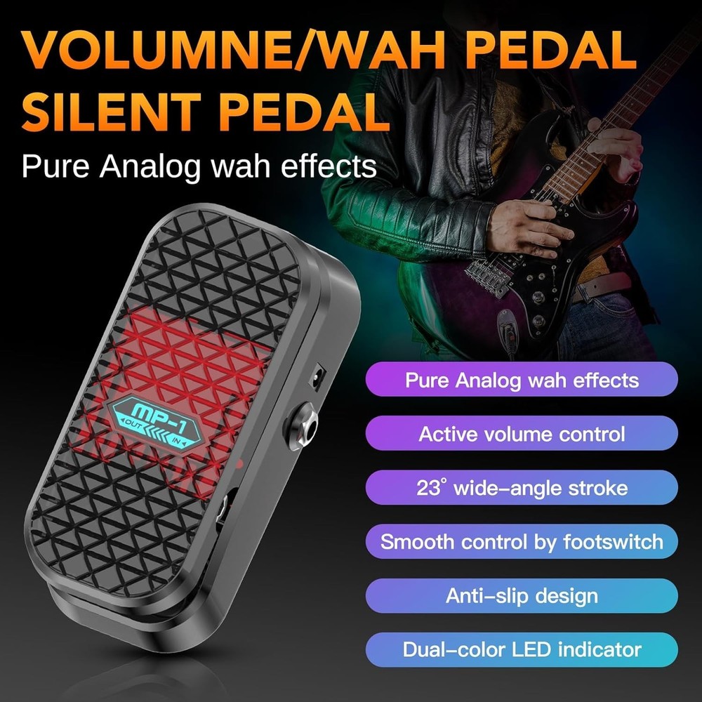 Mini Volume & Wah Combo, Pure Analog Wah Effects and Active Volume Control Pedal