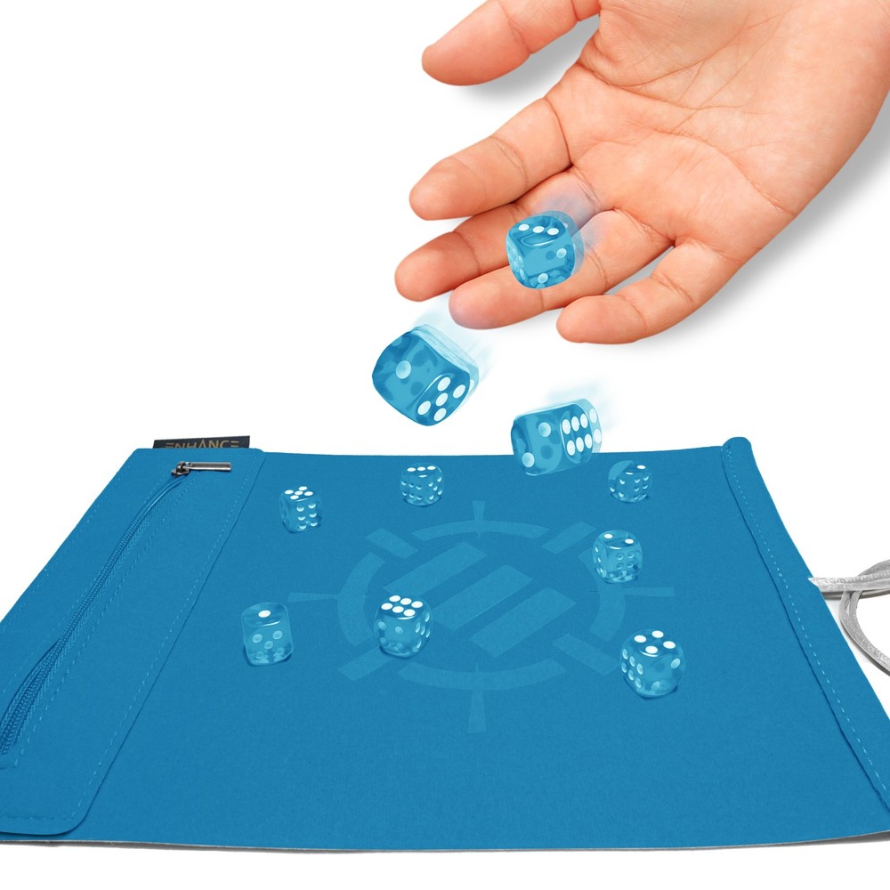 ENHANCE Roll on a Scroll™ Dice Rolling Mat & 12pc 6 Sided Dice Set