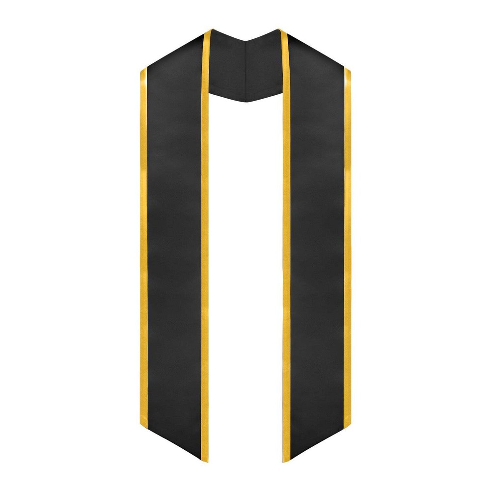 Endea Graduation Black/Gold Plain Stole With Trim Color & Angled End