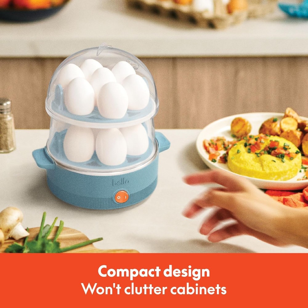 "BELLA Electric Egg Cooker 14 Eggs Double Stack Auto Shutoff for Boiled Omelets"