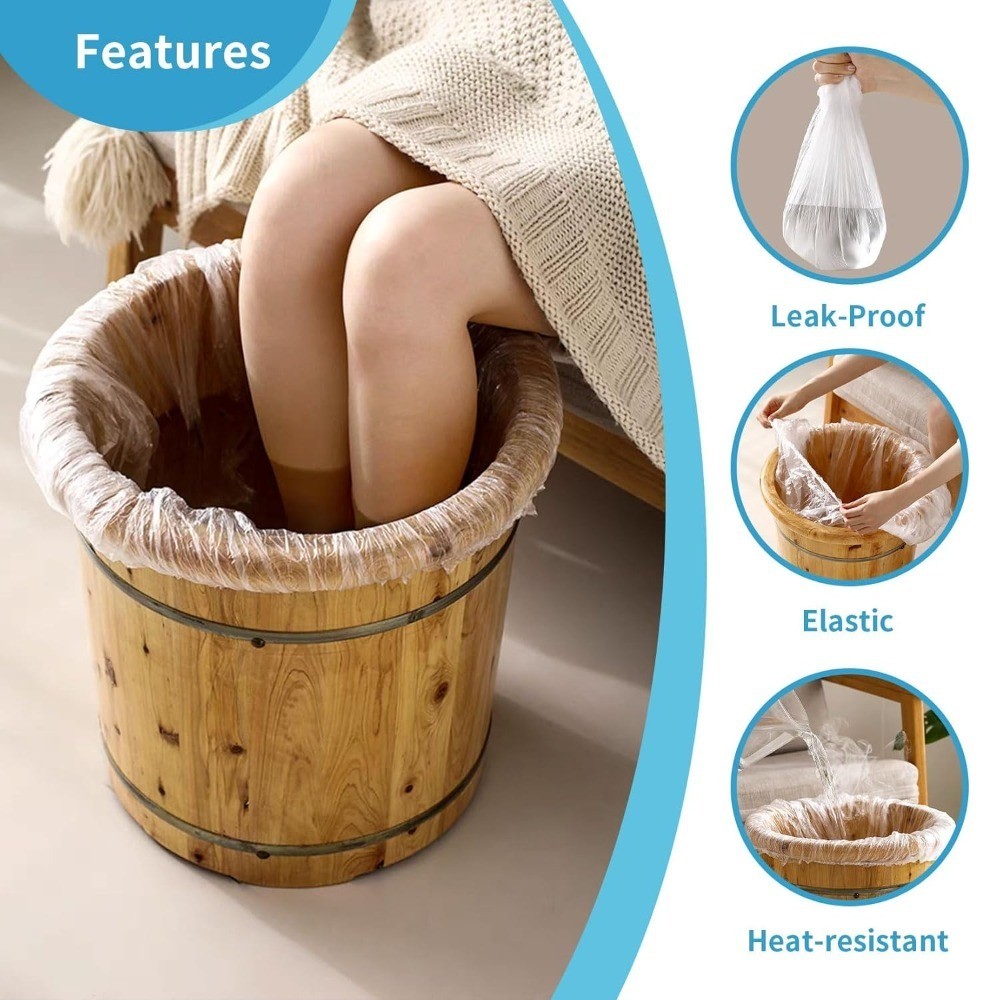 Disposable Pedicure Liners 25 Pack Plastic Foot Soak Bath Spa Basin Covers for