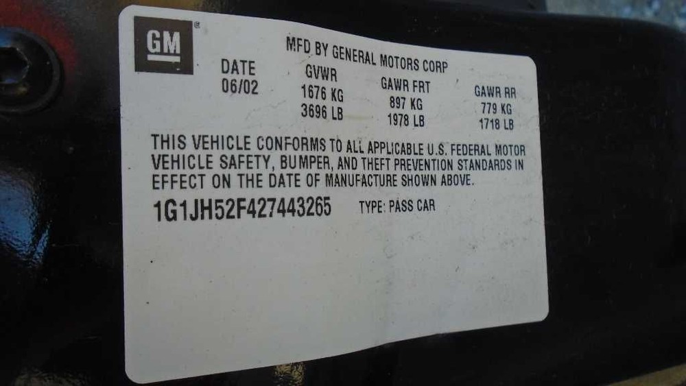 JACK & TOOL KIT FITS 2002 CAVALIER 4DR SDN 594857