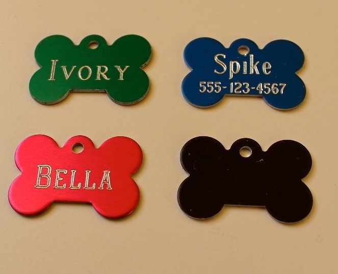 PET TAGS BONE (2.5CM) ID DOG TAG 2-SIDE PERSONALIZED DIAMOND ENGRAVED CUSTOM