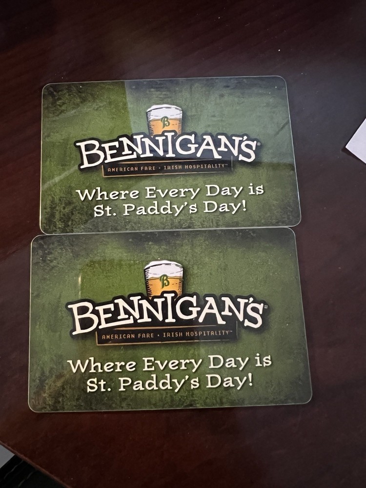 Bennigan’s Gift Cards $25 Each Card