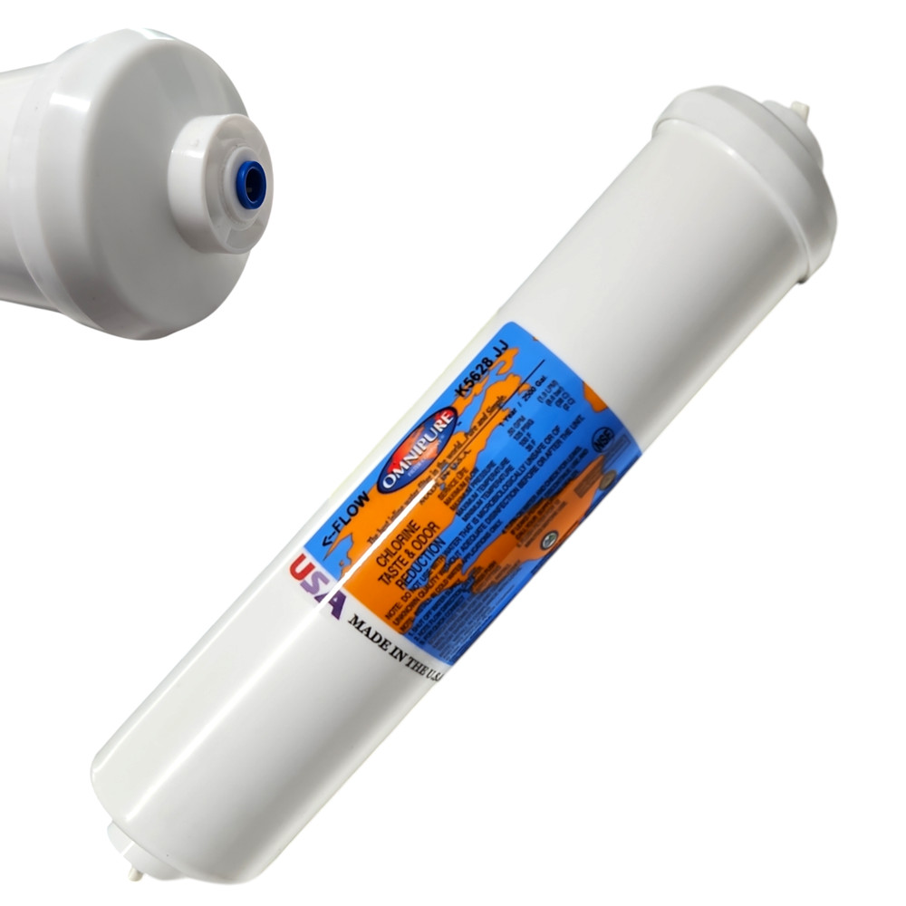 Omnipure K5628-JJ Inline GAC 12" x 2.5" Postfilter 1/4"QC