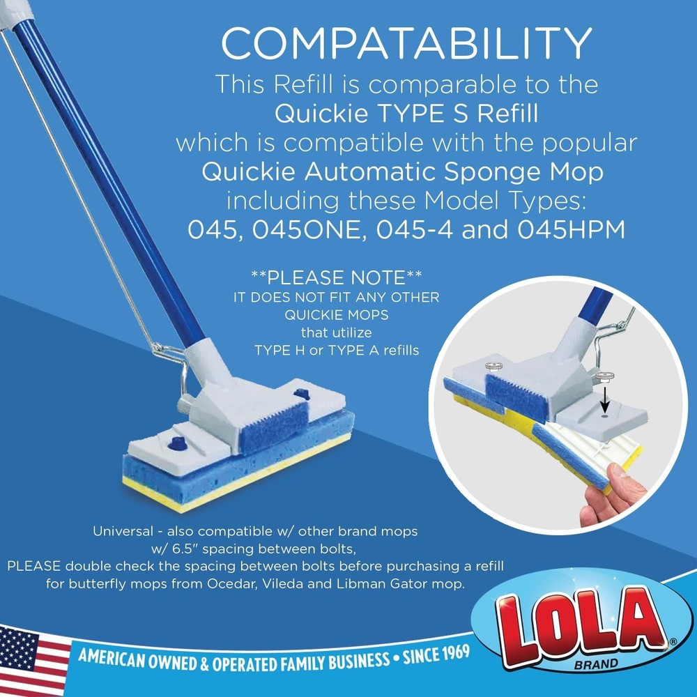 9" Cellulose Butterfly Sponge Mop Refill, 2-Pack