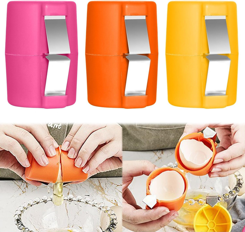 Generic 3Pcs Egg Shell Opener Set – Stainless Steel Egg Cracker, Egg Cutter & Se