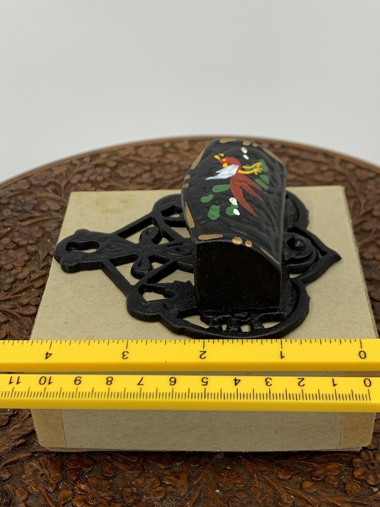 John Wright Wall Match Box Holder Antique Heavy Cast Iron Vintage Rustic Decor