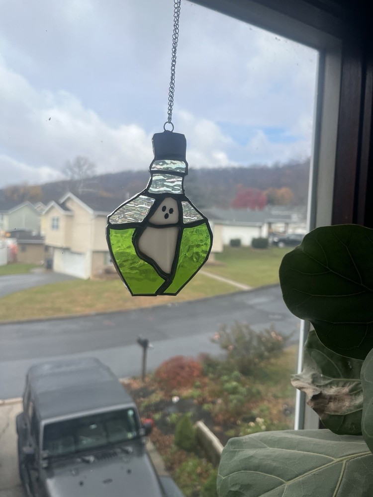 Stained Glass ghost Potion Bottle