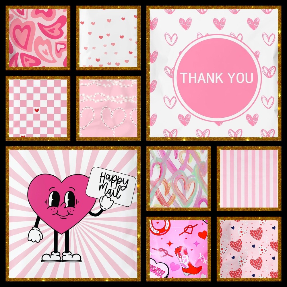 Poly Mailers Heart Assortment 10x13