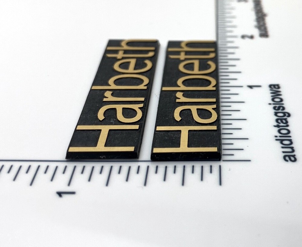 Harbeth Custom Incised Speaker Badges Gold Pair Emblem