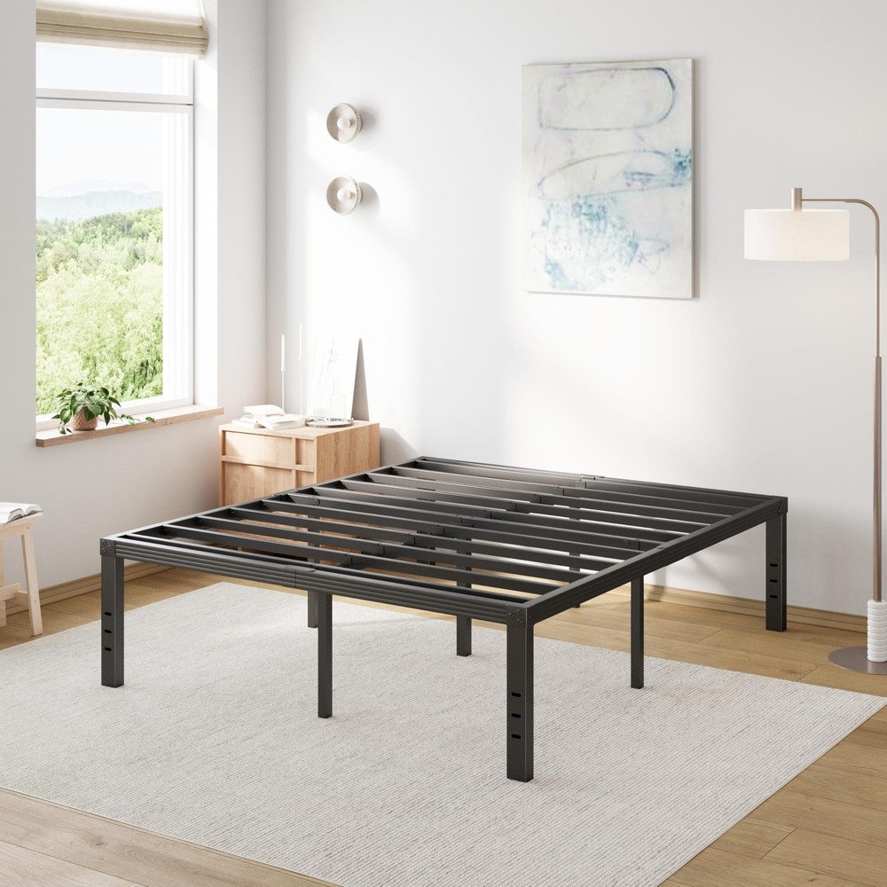 COMASACH Full Size Bed Frame 18" Tall Heavy Duty Metal Platform Bed Frame,Stu...