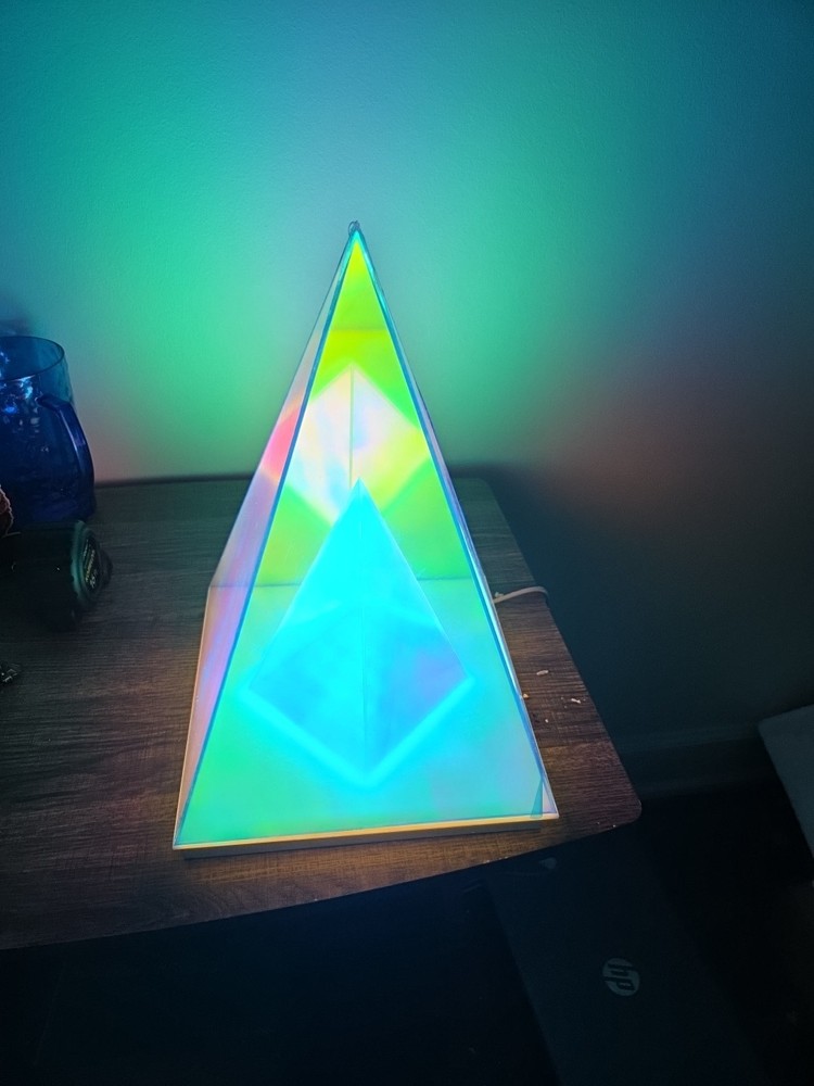 Creative Pyramid Table Lamp USB Powered Geometric Ambient Light Blue Acrylic