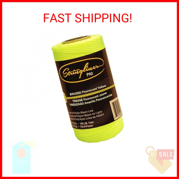 STRINGLINER COMPANY 35165 Braided Construction Line Roll, Fluorescent Yellow
