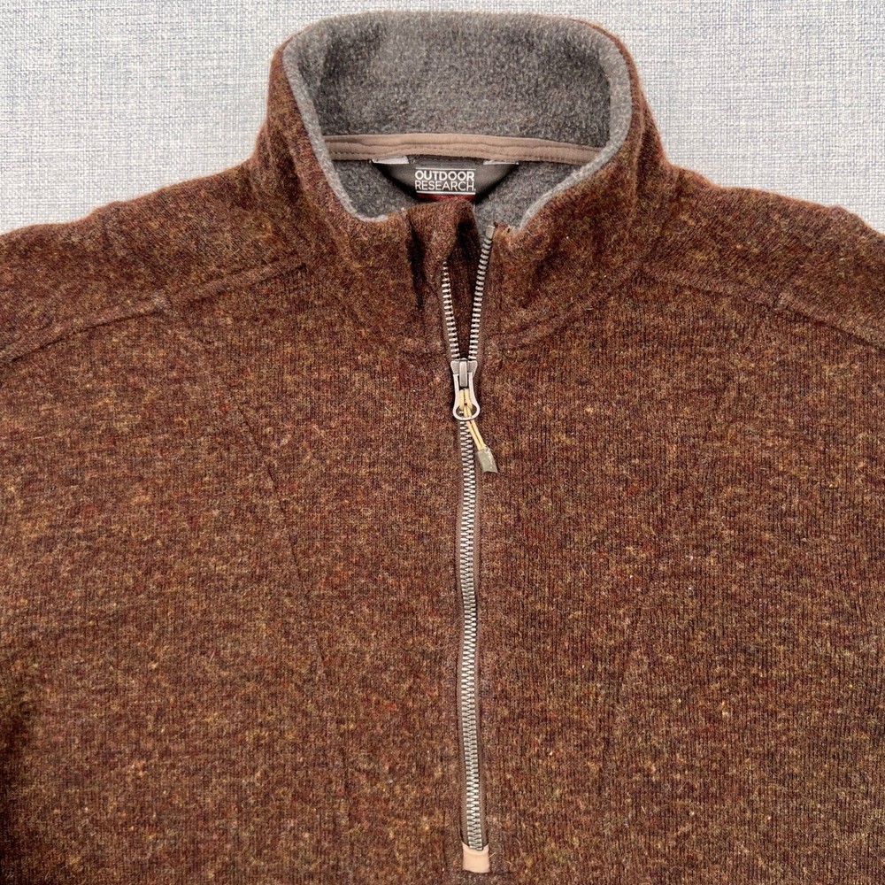 Outdoor Research Wool Blend 1/4 Zip Fleece Pullover Men Medium Brown Gorpcore