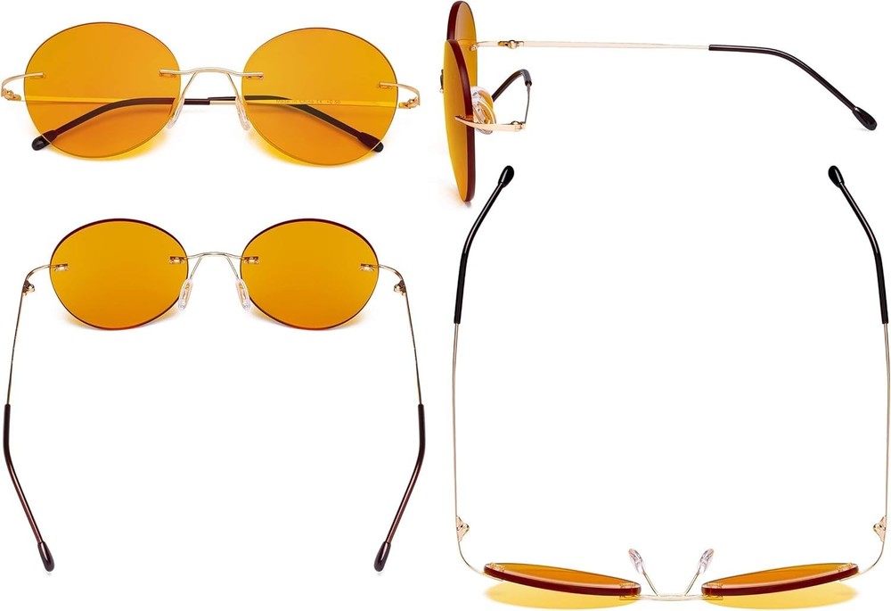 Frameless Blue Light Blocking Glasses with Orange Tinted Lens for Sleeping - ...