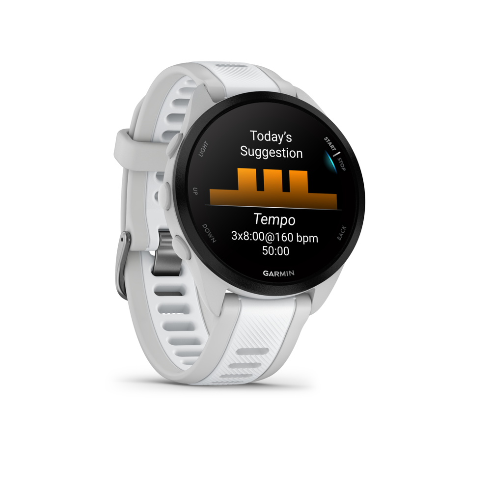 Garmin Forerunner 165 Running Smartwatch AMOLED Touchscreen Training White