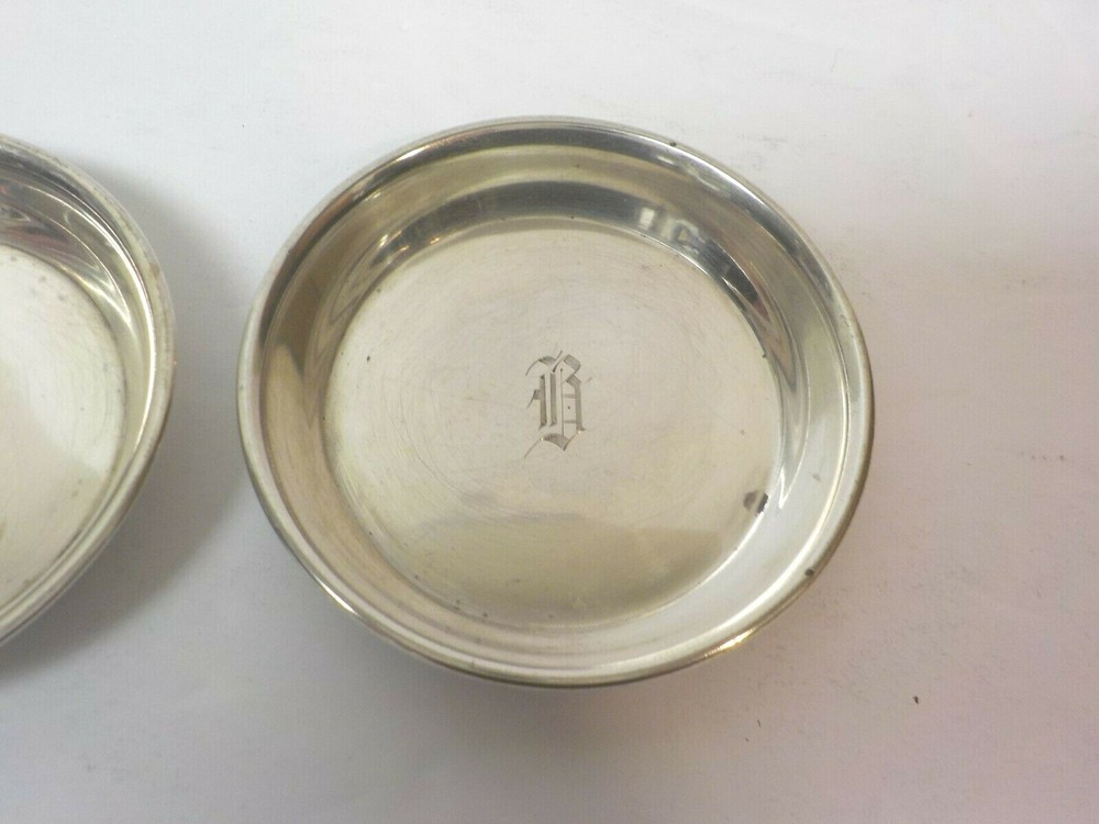 Pair Sterling Silver Butter Pats, Monogram "R"