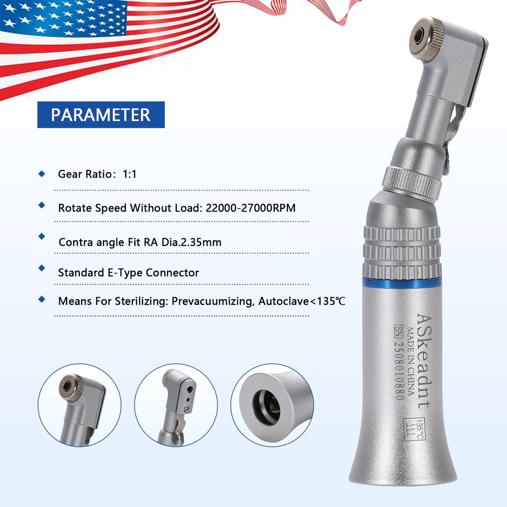 NSK Style Dental Slow Low Speed Contra Angle Handpiece Latch E-Type Attach
