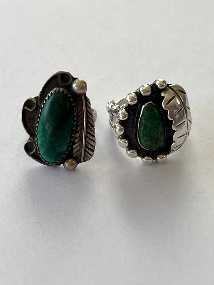 TWO Native American Shadow Feather Rings - Size 7 & 8