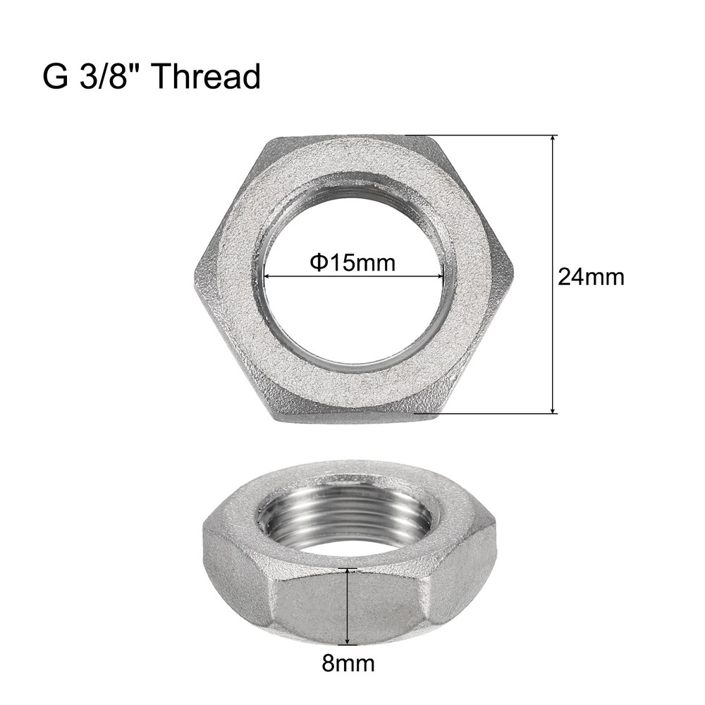 2 Pcs Cast Pipe Fitting Hex Locknut Nut G 3/8" Female Thread (DN10)