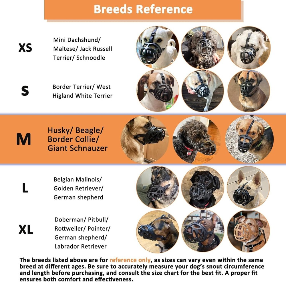 BARKLESS Dog Muzzle, Basket Muzzle for Biting, Chewing and Scavenging, Humane