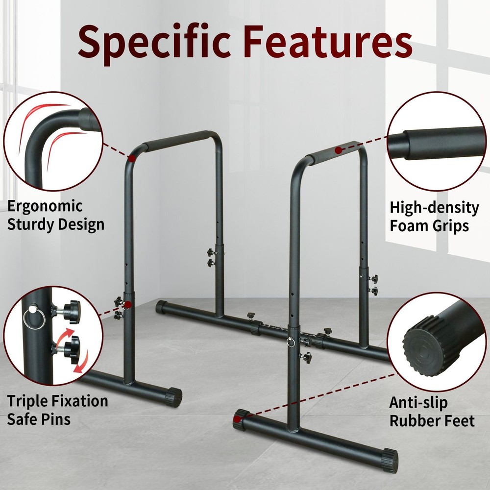 Power Tower Pull Up Dip Station Adjustable Height Multi-Function Fitness Gym
