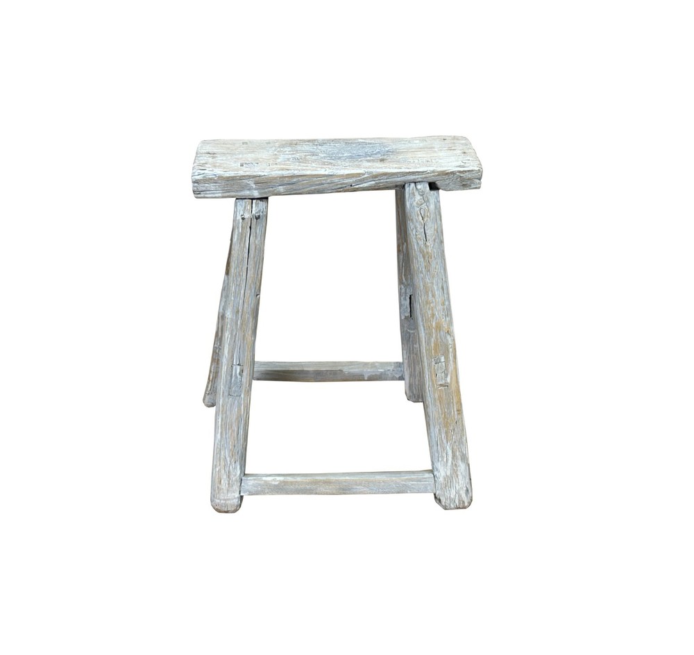 Rustic Raw Rough Wood Grain Rectangle Slim Stool Bench Side Table ws4592