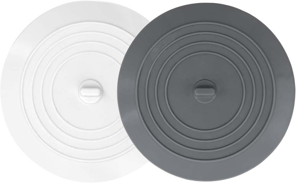 Chic 2-Pack Silicone Drain Covers in Grey & White - Super Suction Technology