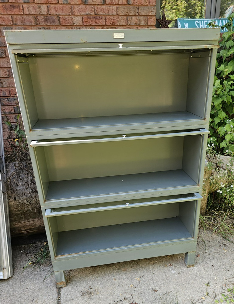 VINTAGE BOOKCASE GENERAL FIREPROOFING CO FREESTANDING BARRISTER 3 STACK INDUSTRI