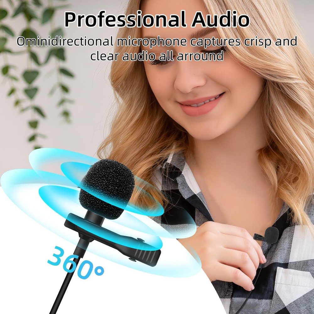 USB C Lavalier Microphone, Type-C Lapel Microphone Wired with USB A Adapter, ...