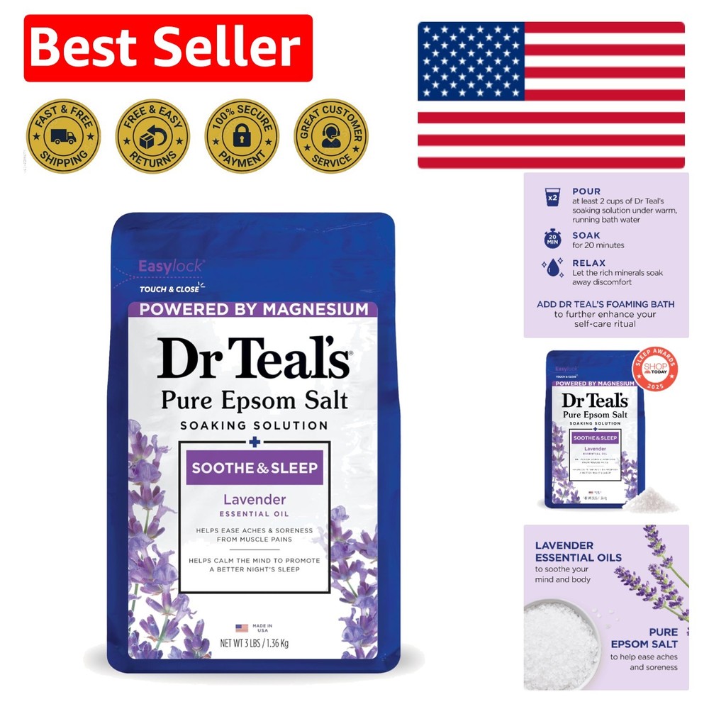 Relaxing Lavender Epsom Salt - 48oz Soaking Solution for Muscle Relief