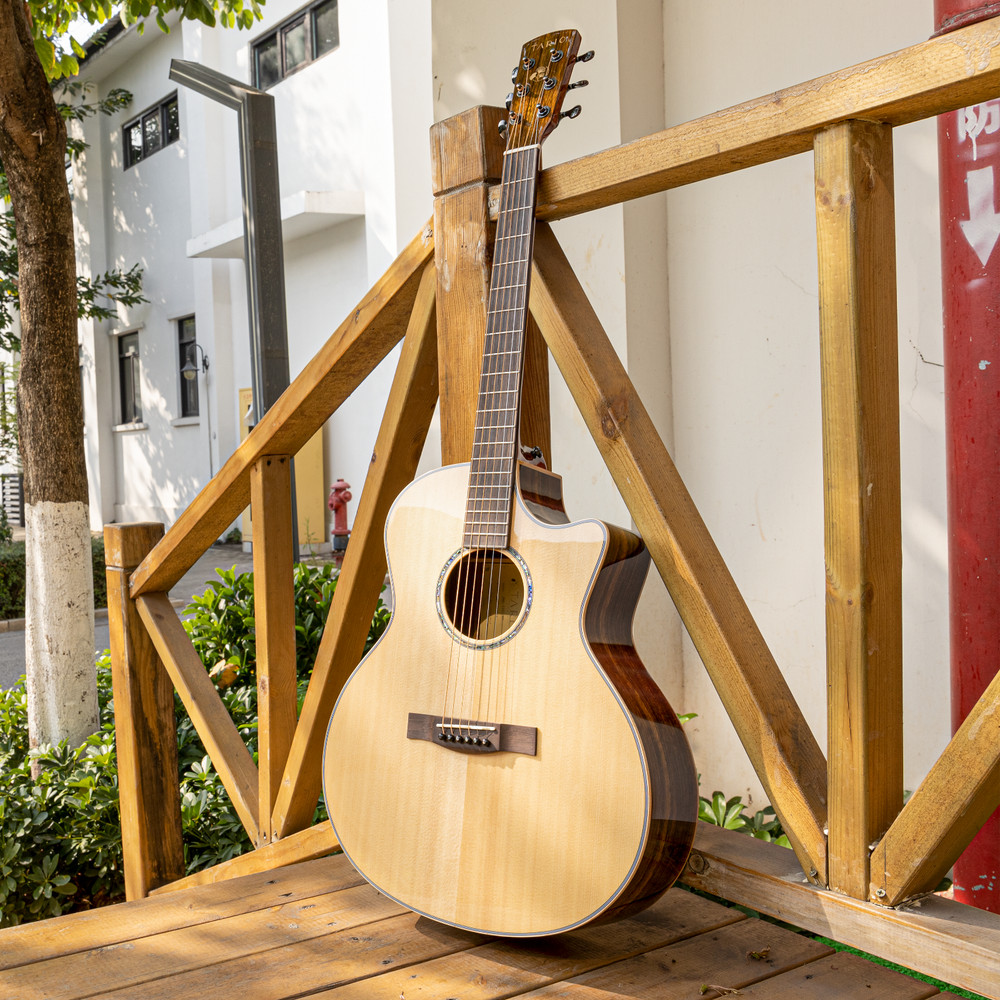 41'' Electric Acoustic All Solid Guitar Solid Spruce Top Solid Ovangkol Back