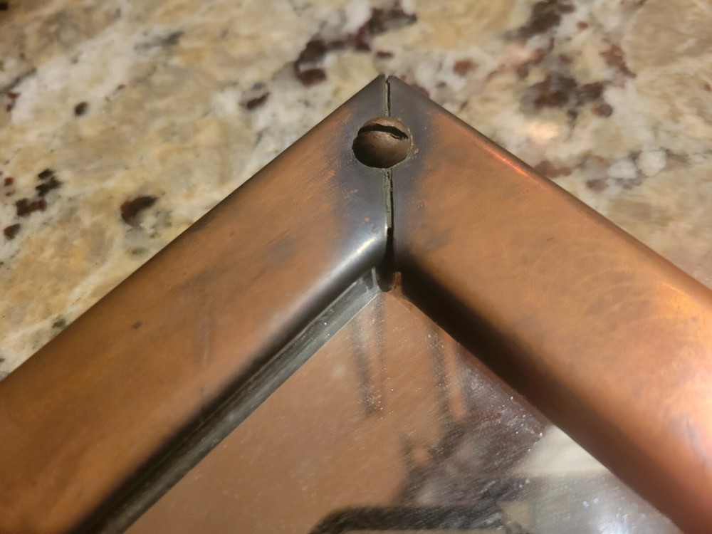 Copper Mirror Fleur-de-lis Early 1900s Square