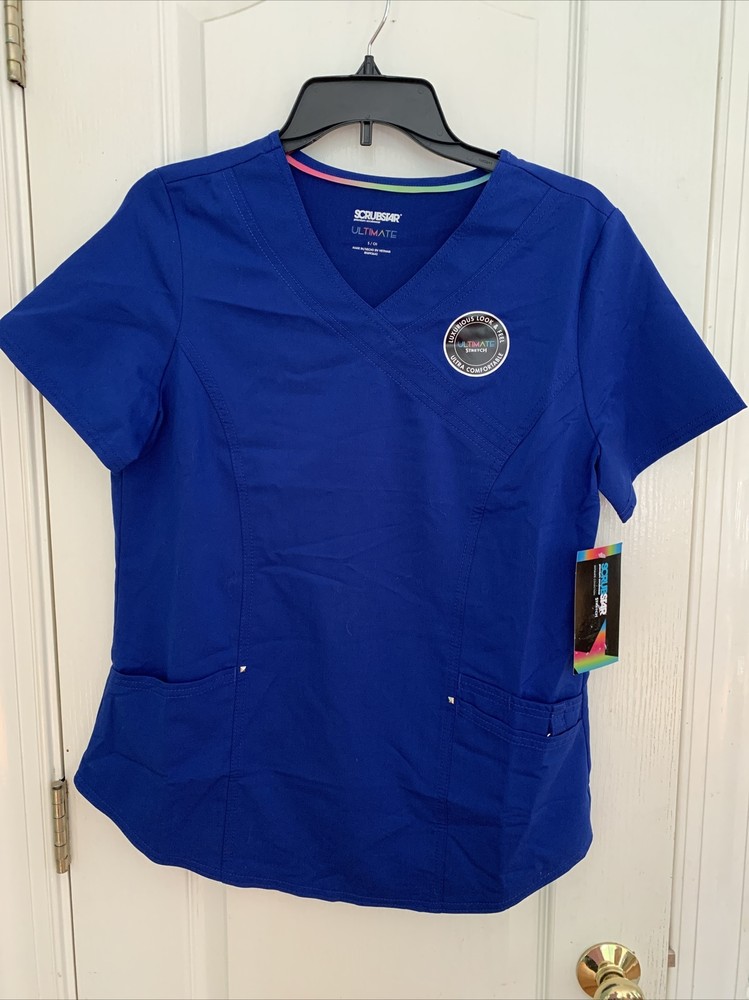SCRUBSTAR Small ULTIMATE STRETCH Electric BLUE SCRUB TOP