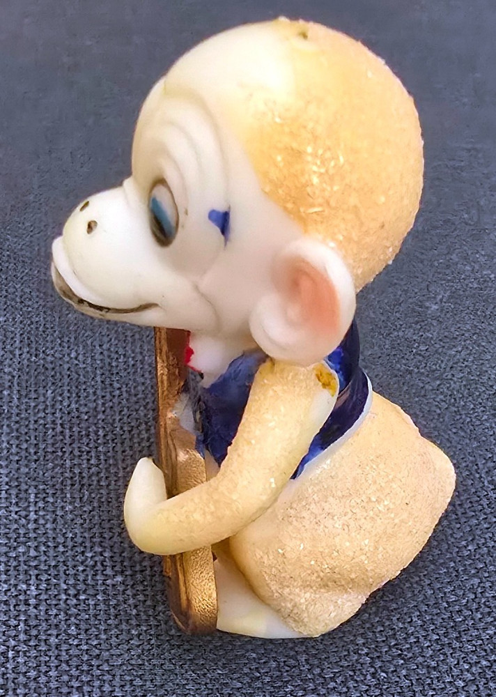 Strange & Unusual Small Plastic Monkey with Guitar Figure