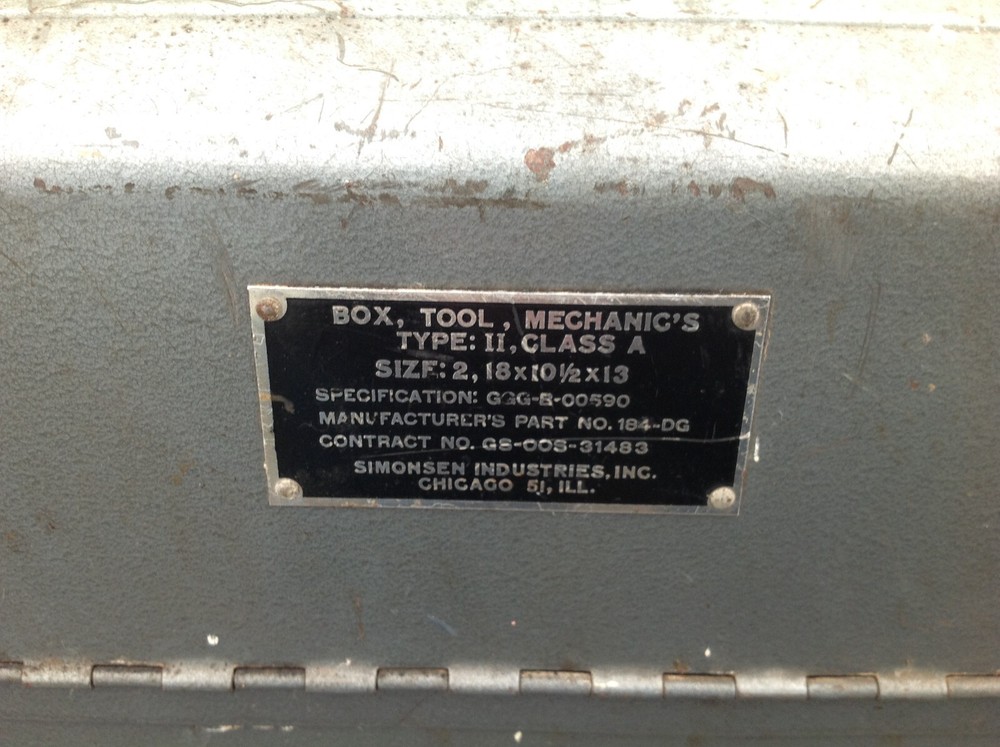 Simonsen Industries Mechanics Tool Box Type II Class A