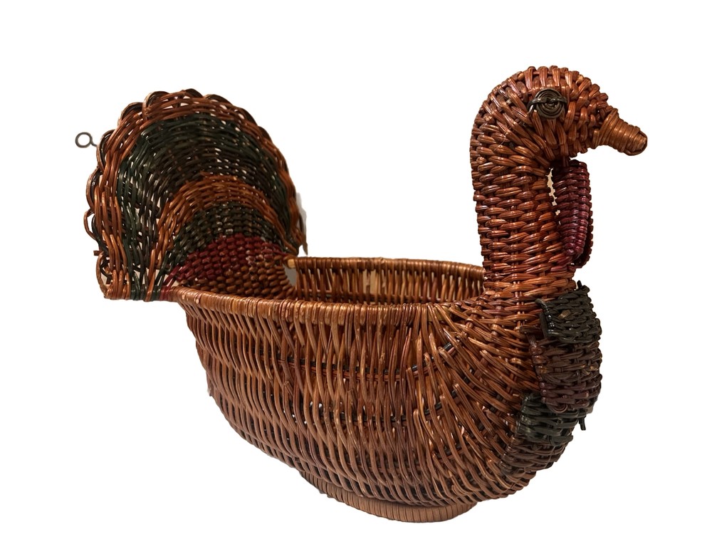 Vintage Wicker Basket Turkey Shape 10”
