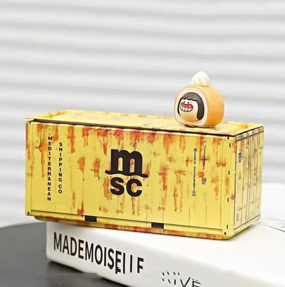 MSC Mini Iron Storage Box - Miniature Shipping Container - Rustic Finish