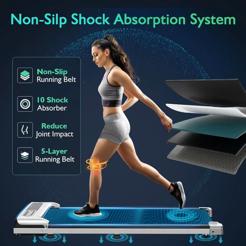 Walking Pad Under Desk Treadmill for Home Use,Remote-Controlled with LED Display